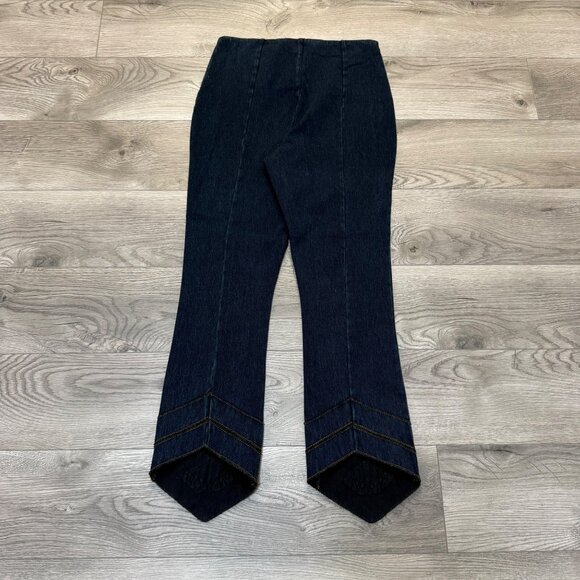 Lysse Crop Jeans Size M Denim Pointed Flared Chevron Hem Pull On Pants Stretch - Picture 15 of 15